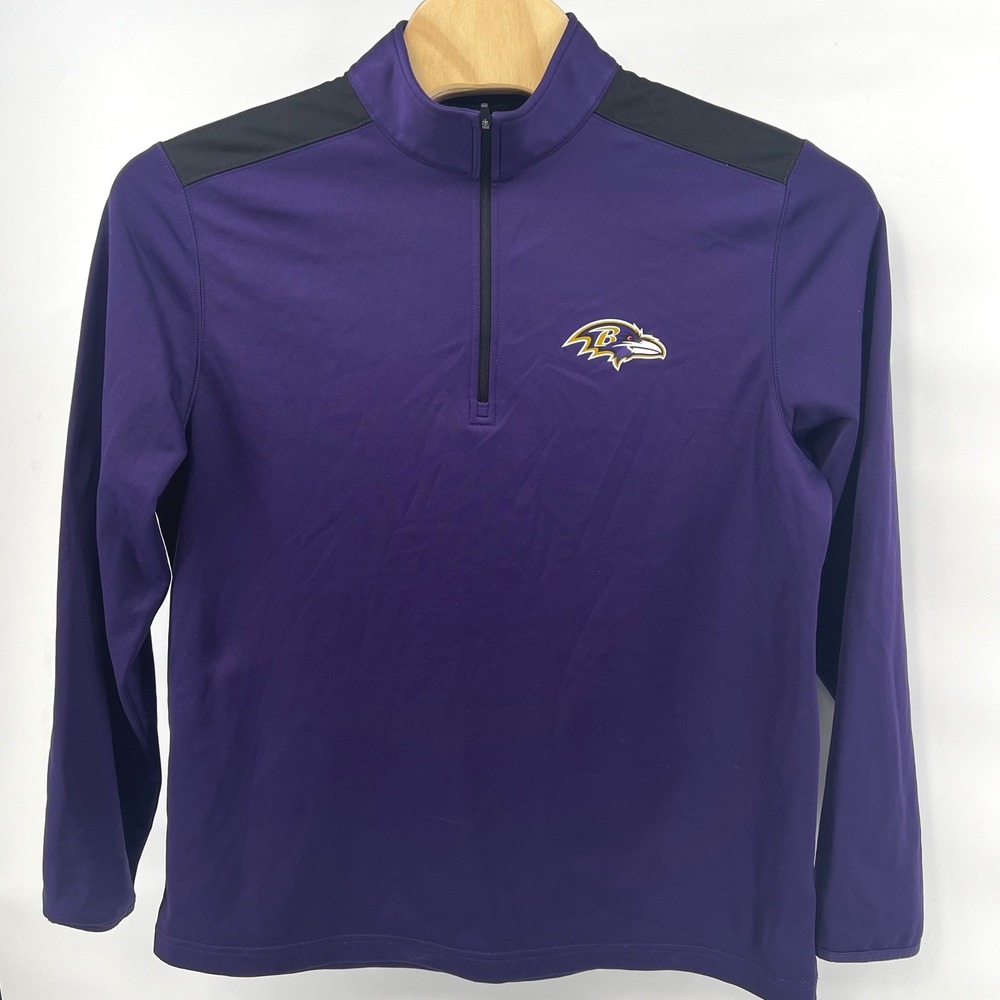 NFL Team Apparel Baltimore Ravens Mens XL Purple Quarter Zip Pullover D2AC 79700 - Picture 2 of 13